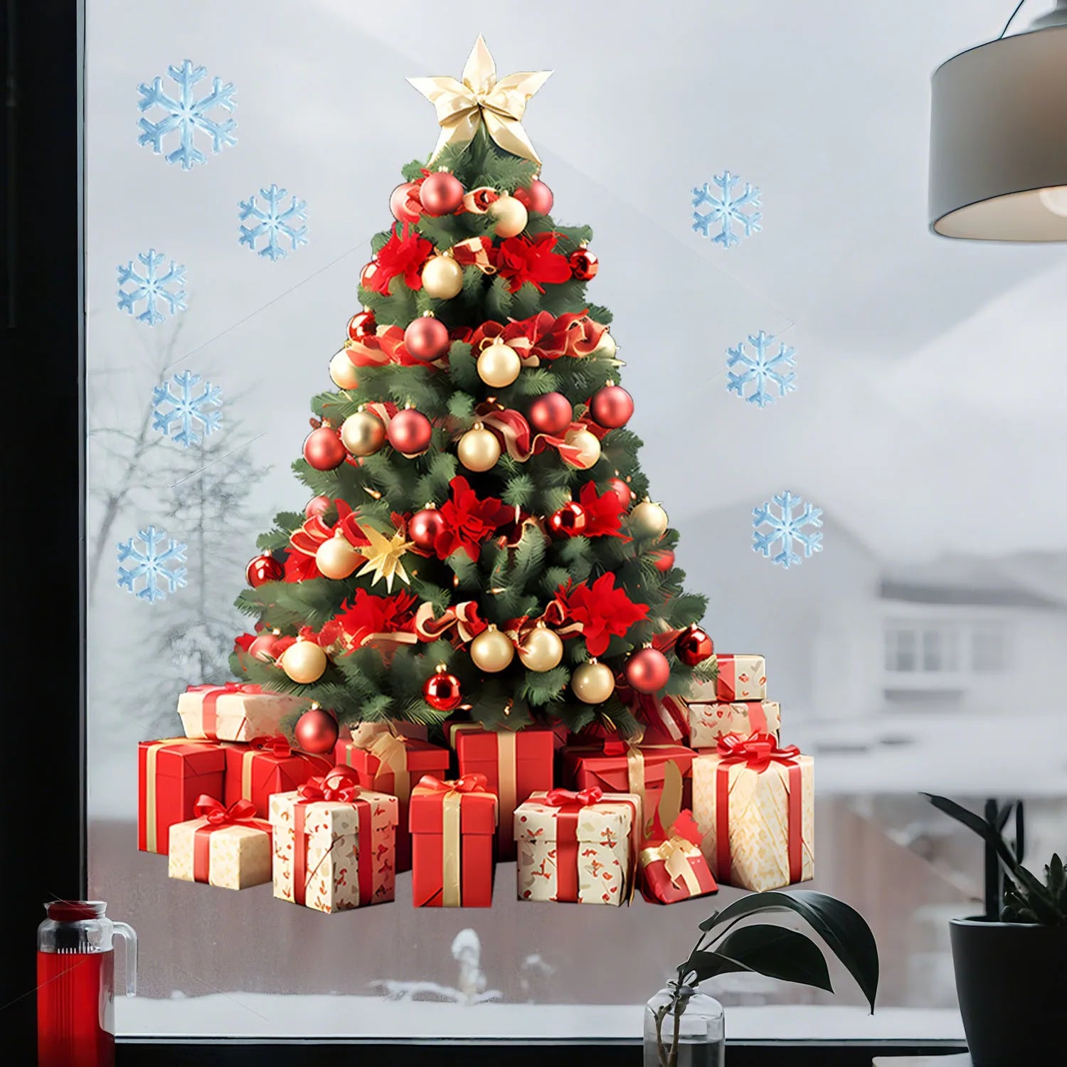 Klebebilder für das Fenster - Weihnachtsbaum (versch. farbliche Aspekte)