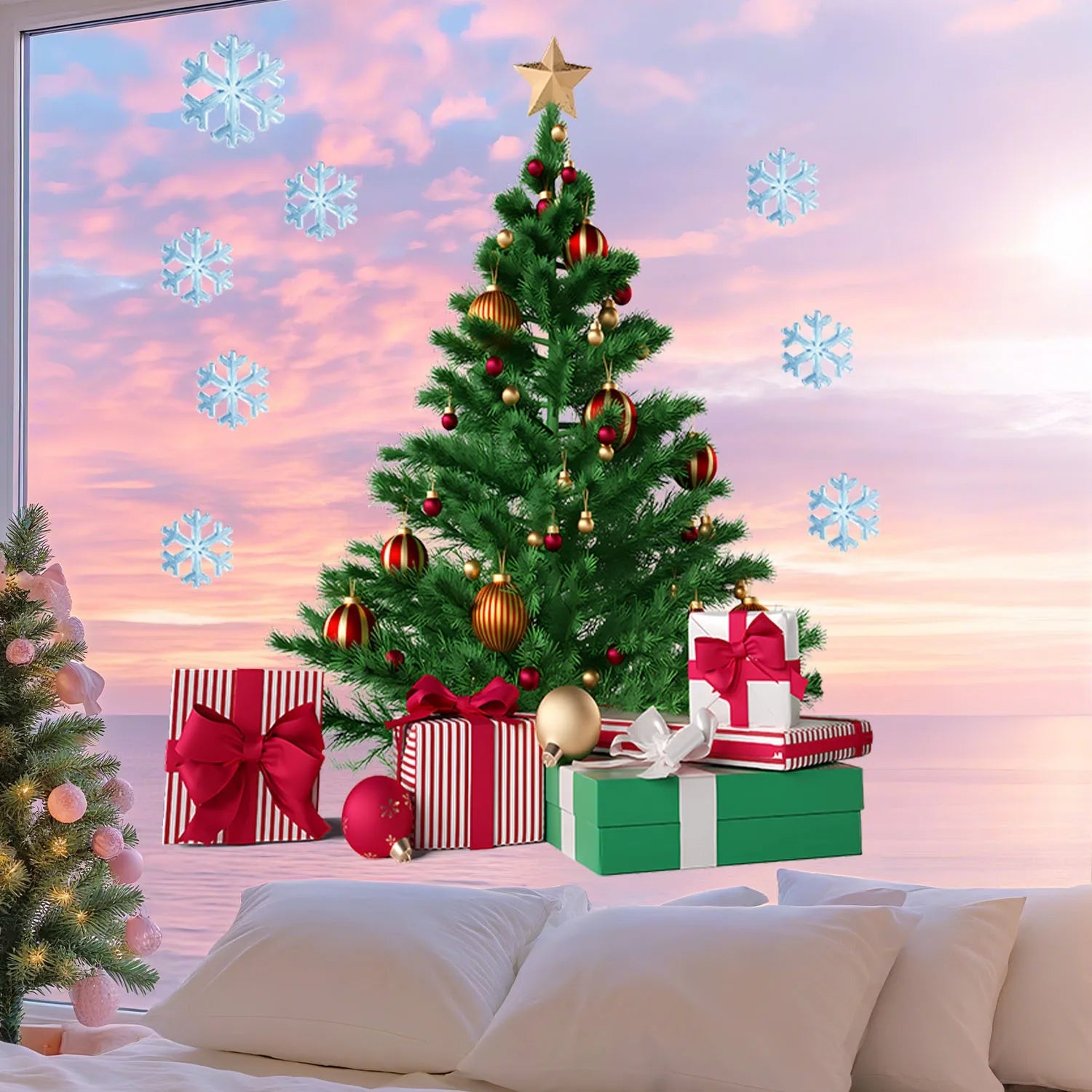 Klebebilder für das Fenster - Weihnachtsbaum (versch. farbliche Aspekte)