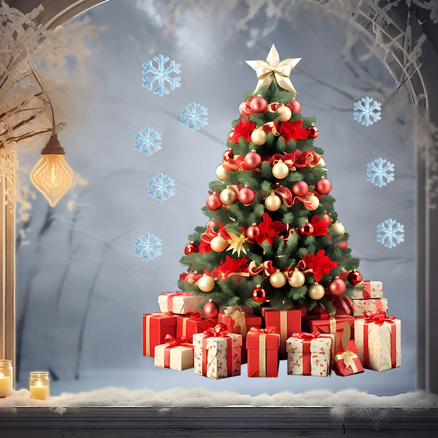 Klebebilder für das Fenster - Weihnachtsbaum (versch. farbliche Aspekte)