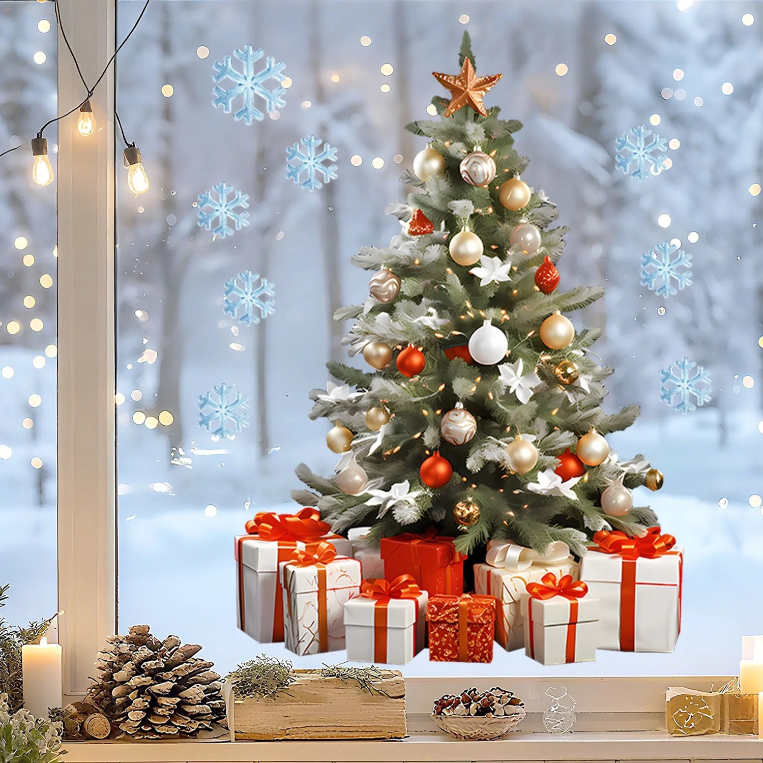 Klebebilder für das Fenster - Weihnachtsbaum (versch. farbliche Aspekte)