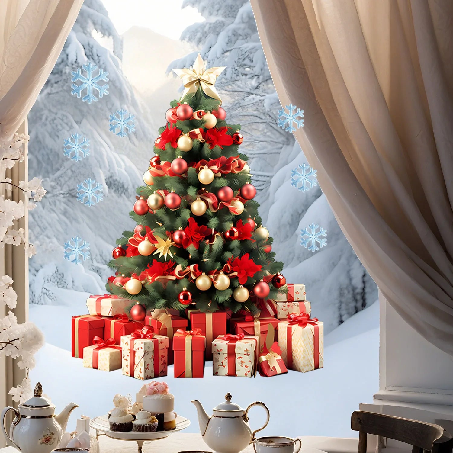 Klebebilder für das Fenster - Weihnachtsbaum (versch. farbliche Aspekte)