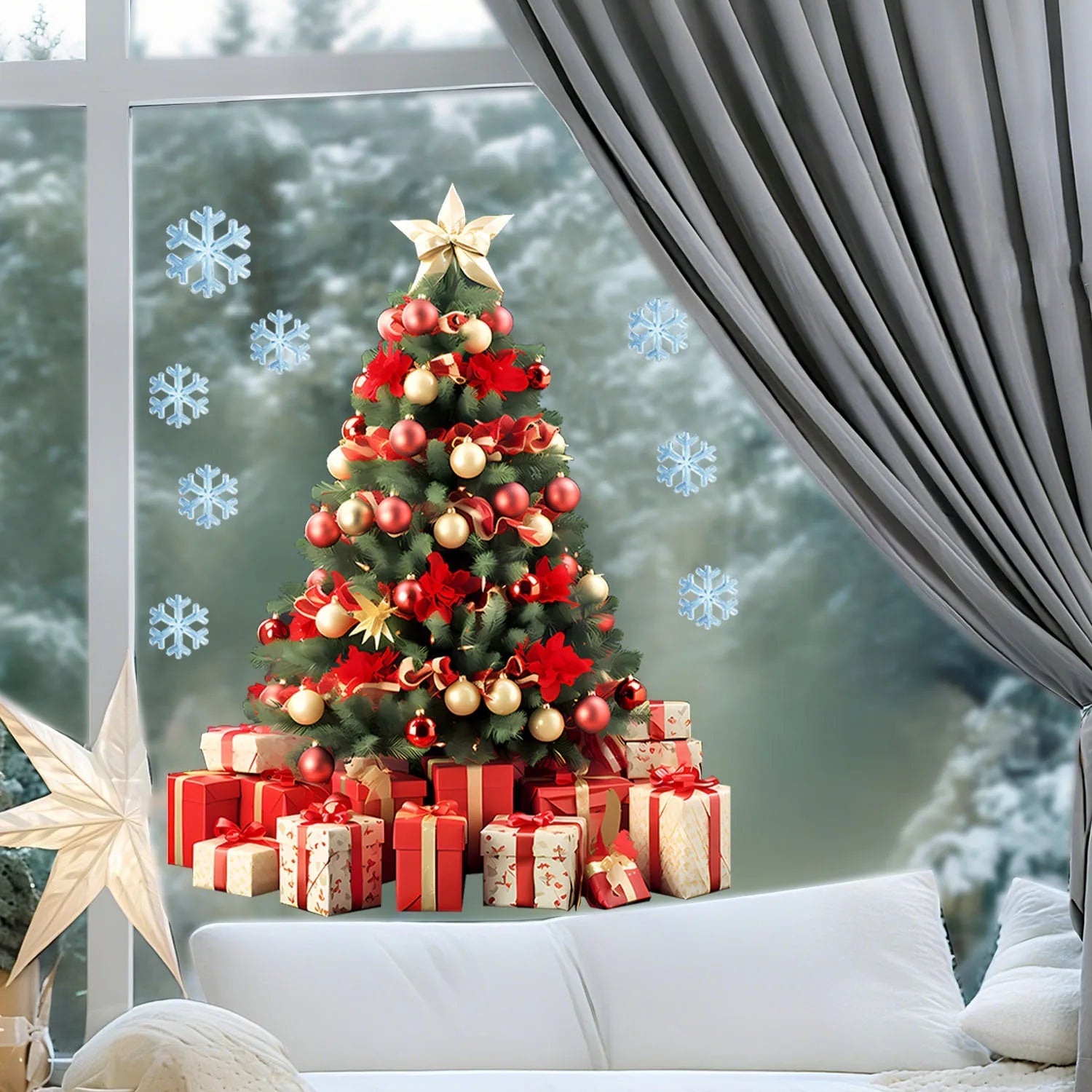 Klebebilder für das Fenster - Weihnachtsbaum (versch. farbliche Aspekte)